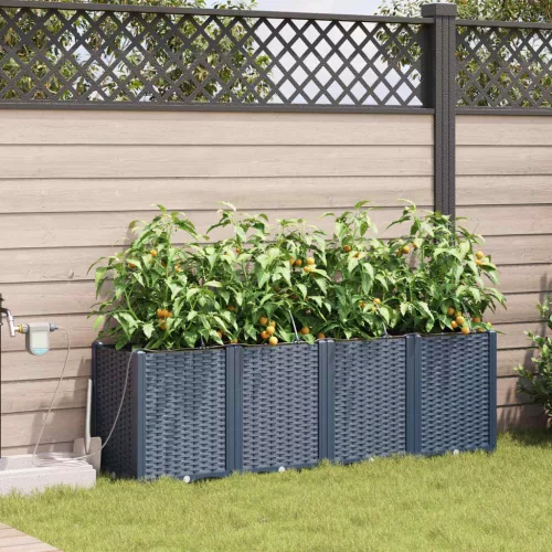vidaXL Kerti cserép 4 pcs Szürke 160 x 40 x 52 cm Műanyag