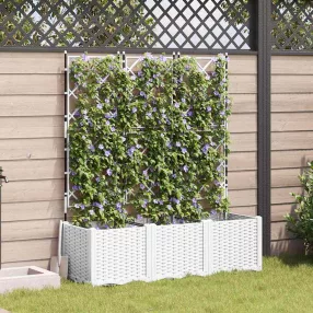   Kertész cserép rácsos változattal 3 pcs Fehér 120 x 40 x 143 cm