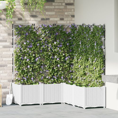 Kertészeti Beültető Trellisszel 5 db Fehér 120x120x143 cm
