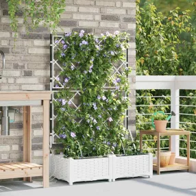 vidaXL Kerti cserép 2 pcs Fehér 80 x 40 x 126 cm Műanyag