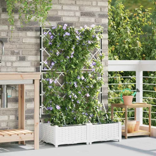 vidaXL Kerti cserép 2 pcs Fehér 80 x 40 x 126 cm Műanyag