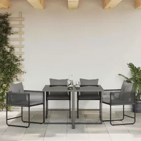 Szék 4 db Fekete és Antracit PE Rattan