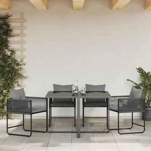 Szék 4 db Fekete és Antracit PE Rattan