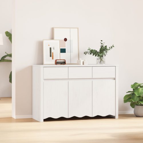 Oldalszekrény "DRAMMEN" Fehér 114x43x75,5 cm Tömbfa Fenyő