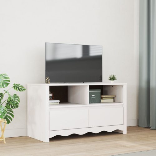 TV Szekrény "DRAMMEN" Fehér 99x43x55 cm Tömbfa Fenyő