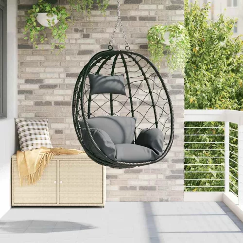 vidaXL Függő tojás szék Antracit 91,5 x 54,5 x 107 cm polirattan
