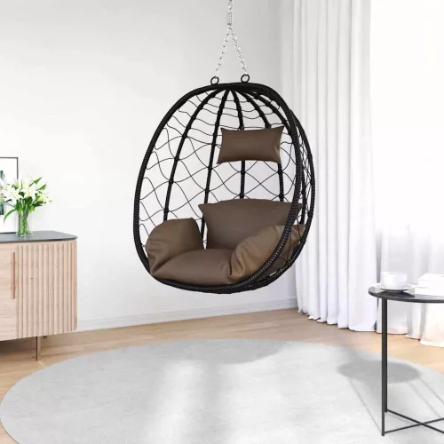 vidaXL Függő tojás szék Kávé 91,5 x 54,5 x 107 cm polirattan