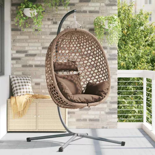 vidaXL Függő tojás szék Kávé 104 x 100 x 191 cm polirattan