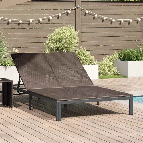 vidaXL Napozóágy Barna 206 x 115 x 75 cm polirattan