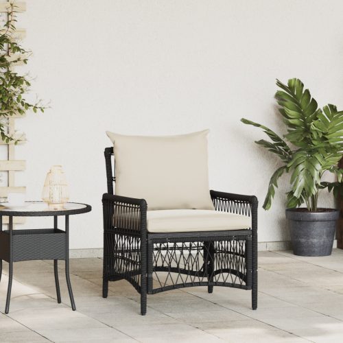 Kerti Szék Párnákkal Fekete 60x70x78 cm Poli Rattan
