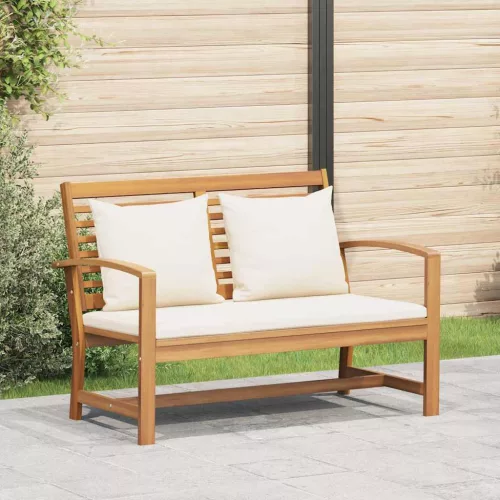 pad párnával Barna és Krém 110 x 66 x 76 cm Tömör Teakfa