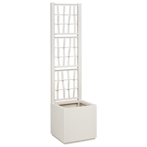 Kerti Ültető Edény Trellis-szel Fehér 36x36x140 cm PP