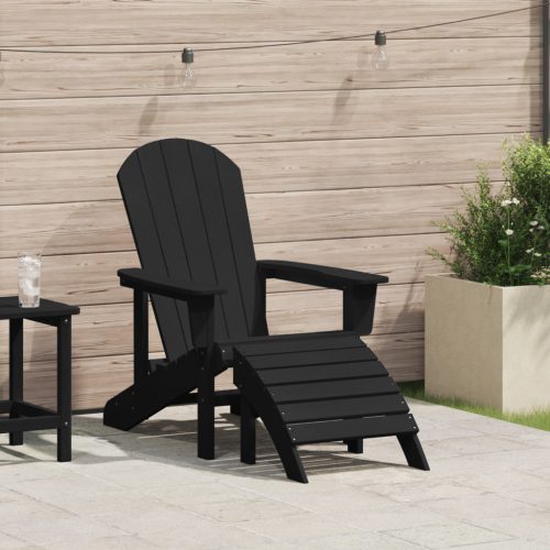 Adirondack szék lábpihentetővel fekete HDPE
