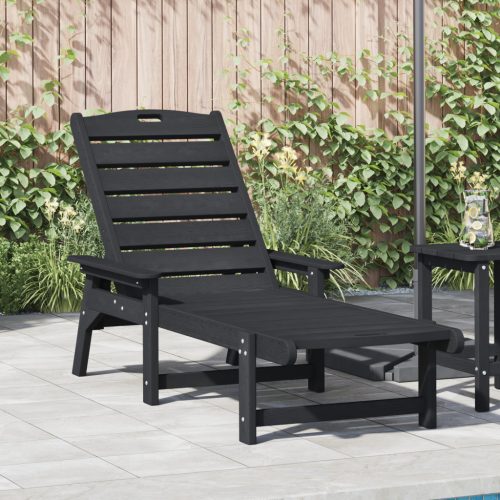 Fekete Napozóágy 53x162x98.5 cm HDPE