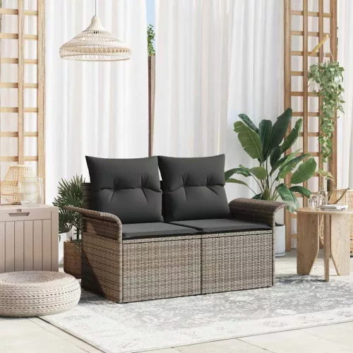Kerti kanapé párnával Szürke 141 x 62 x 69 cm polirattan