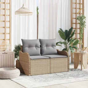   vidaXL Kerti kanapé párnával tárolóval Bézs 121 x 62 x 69cm polirattan