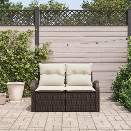 Kerti kanapé párnával Barna 124 x 62 x 69 cm polirattan
