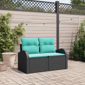 Kerti kanapé Fekete 124 x 62 x 85 cm polirattan
