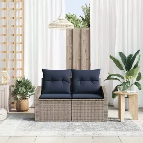 vidaXL Kerti kanapé Szürke 123 x 62 x 69cm polirattan
