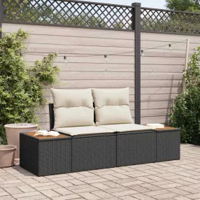 Kerti kanapé Fekete 184 x 62 x 85cm polirattan