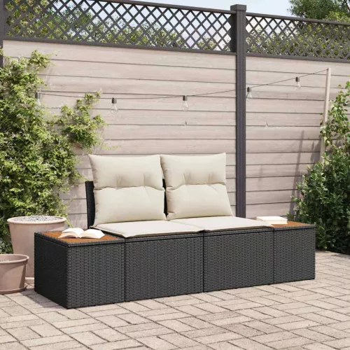 Kerti kanapé Fekete 184 x 62 x 85cm polirattan
