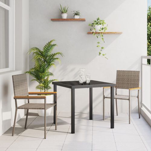 Összecsukható Kerti Székek Párnákkal 2 db Szürke Poly Rattan