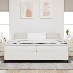   vidaXL Boxrugós ágy Krémszínű 200 x 200 cm Bársonyos szövet
