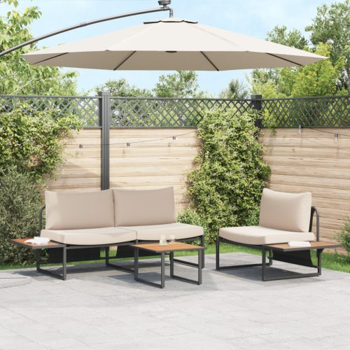 vidaXL Barna Kerti Kávéasztal 55x55x35 cm DPC és Acél
