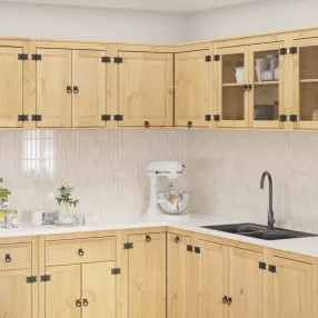   Cabinet polcokkal tárolóval Méz 80 x 80 x 60 cm Tömör fenyőfa