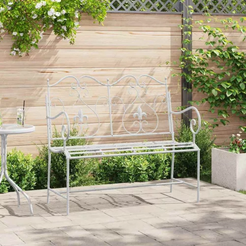 Kerti pad 2 -Seater 104 x 54 x 93 cm Acél Antik fehér