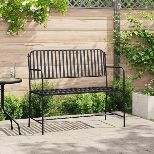 Kerti pad 2 -Seater 103,5 x 51,5 x 90 cm Acél Fekete