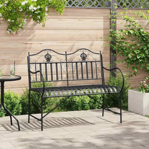 Kerti pad 2 -Seater 103,5 x 59 x 89 cm Acél Fekete