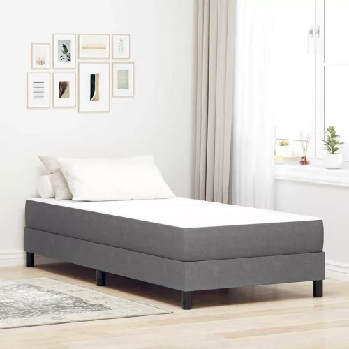 Ágy Matrac matracmal Világosszürke 90 x 200 cm szövet