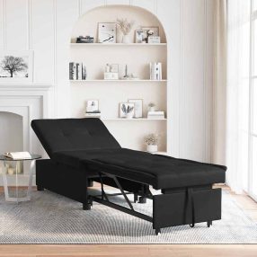 Kanapéágy párnával Fekete 67 x 194 x 82 cm Furnér