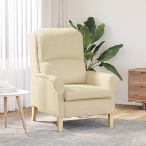   Modern Karosszék Krém Szövet és Fa Közepes Krém Karosszék