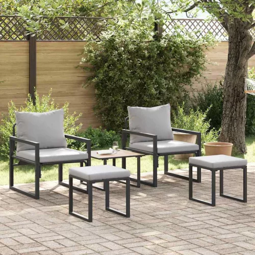 Kerti Kanapé Szett 4 pcs Fekete 61 x 72.5 x 71 cm Acél