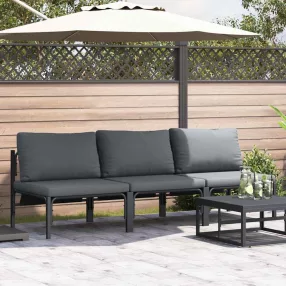 Kültéri Bútor párnával párnával 3 pcs Antracit Acél
