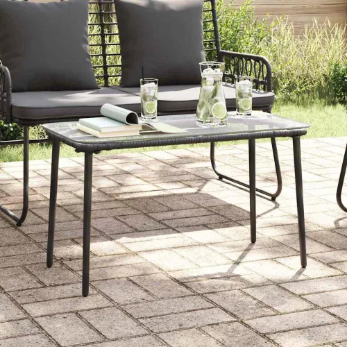 Kerti Asztal Fekete 80 x 40 x 45 cm polirattan
