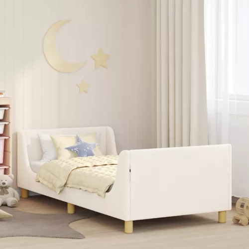 Gyerekágy kerettel fejtámlával Krém 80 x 200 cm Juh Gyapjú