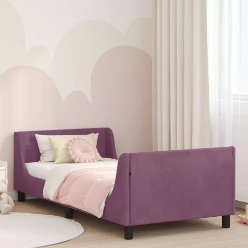 Gyerekágy kerettel fejtámlával Lila 80 x 200 cm Bársony