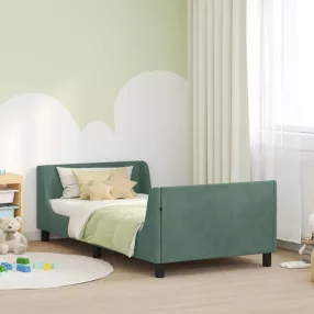   Gyerekágy kerettel fejtámlával Tengeri Zöld 80 x 200 cm Bársony