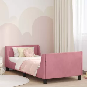   Gyerekágy kerettel fejtámlával Rózsaszín 90 x 190 cm Bársony