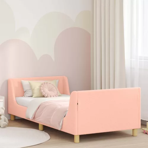 Gyerekágy kerettel fejtámlával Rózsaszín 90 x 200 cm Juh Gyapjú