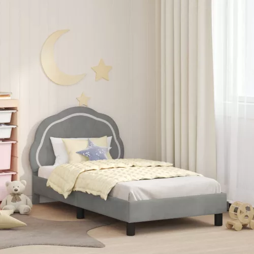 vidaXL Gyerekágy kerettel Világosszürke 80 x 160 cm Bársony