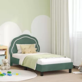   vidaXL Gyerekágy kerettel fejtámlával Tengeri Zöld 80 x 160 cm Bársony