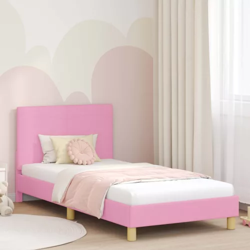 Gyerekágy kerettel fejtámlával Rózsaszín 90 x 200 cm szövet