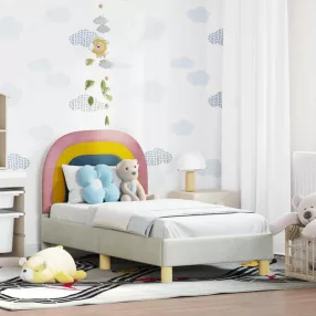 Gyerekágy keret fejtámlával Krém 70 x 140 cm Bársony