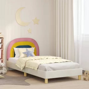 Gyerekágy kerettel fejtámlával Krém 80 x 200 cm Bársony