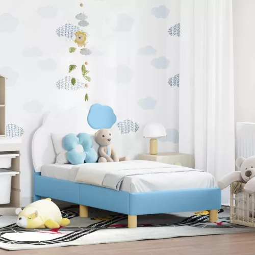Gyerekágy keret fejtámlával fejtámlával Kék 70 x 140 cm PU