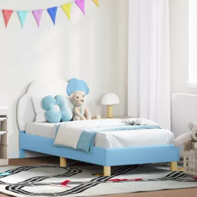Gyerekágy kerettel fejtámlával Kék 80 x 160 cm PU